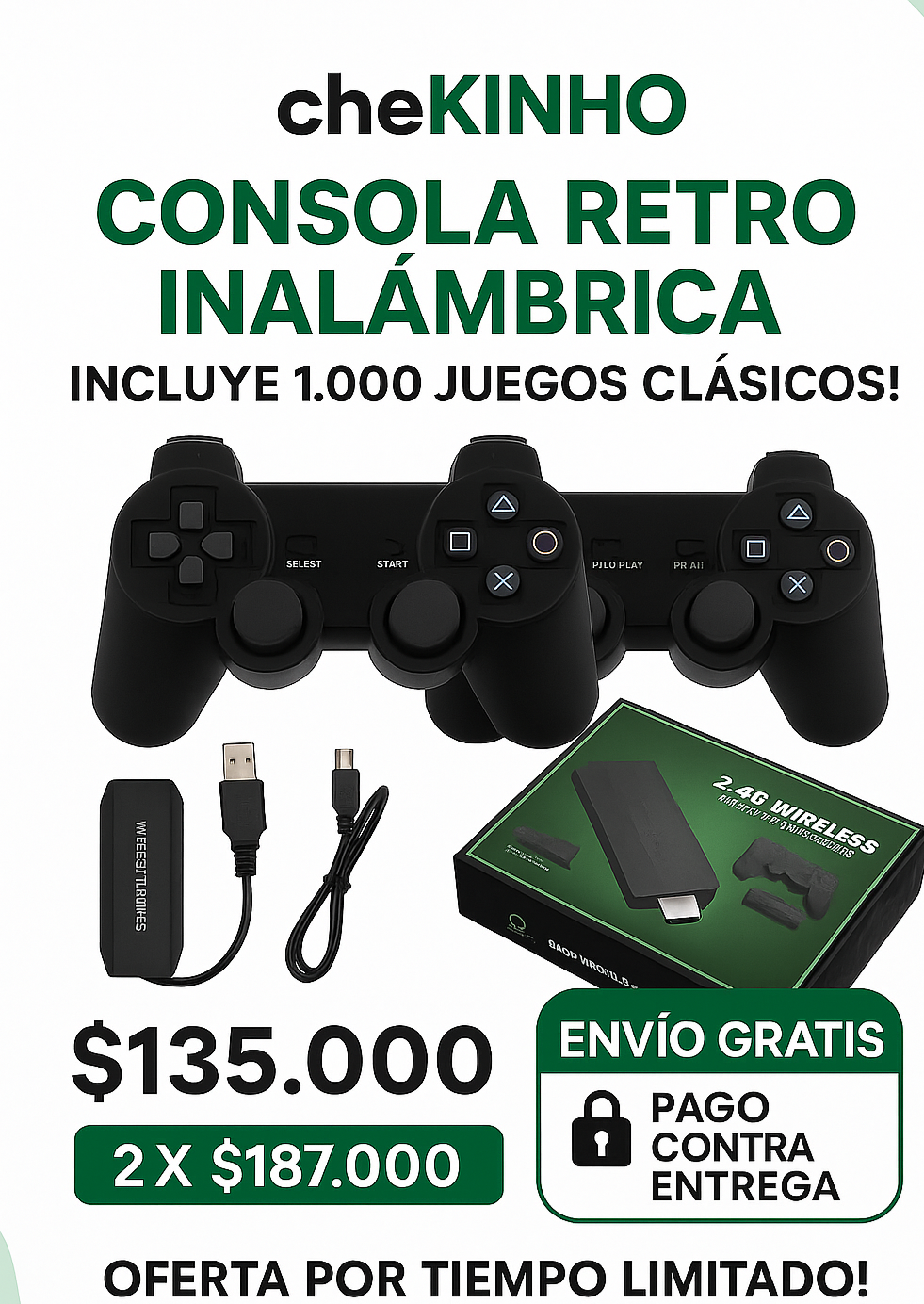 Consola Retro Gamer 4K + 2 Controles + 1.000 Juegos